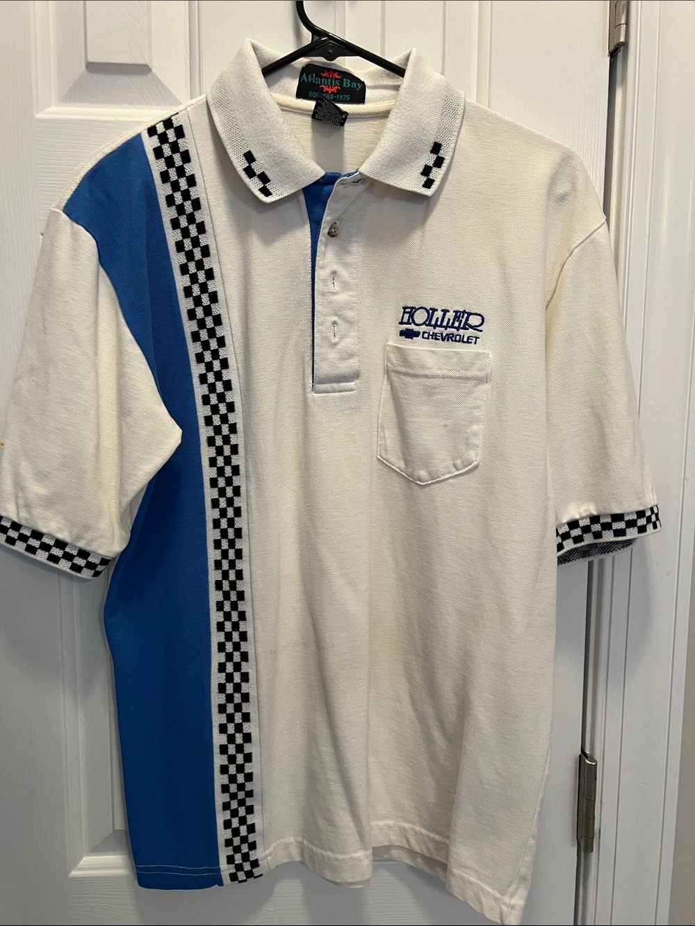 Vintage Holler Chevrolet White & Blue Racing Polo Shirt
